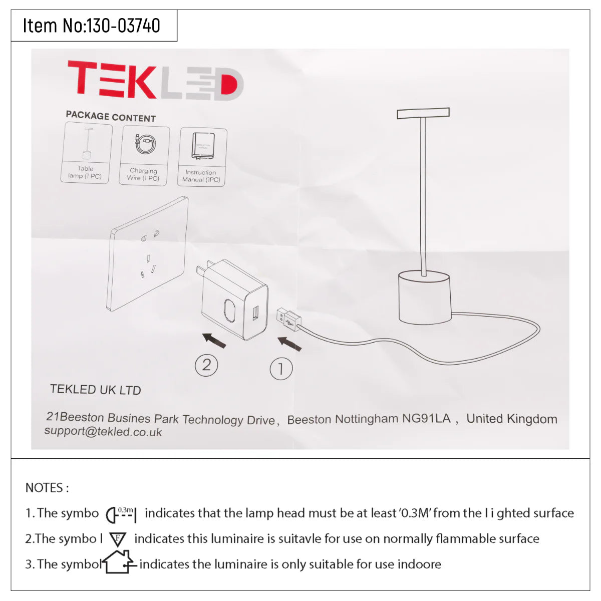 Technical specs of Sleek Portable LED Column Lamp with CCT Control 130-03740