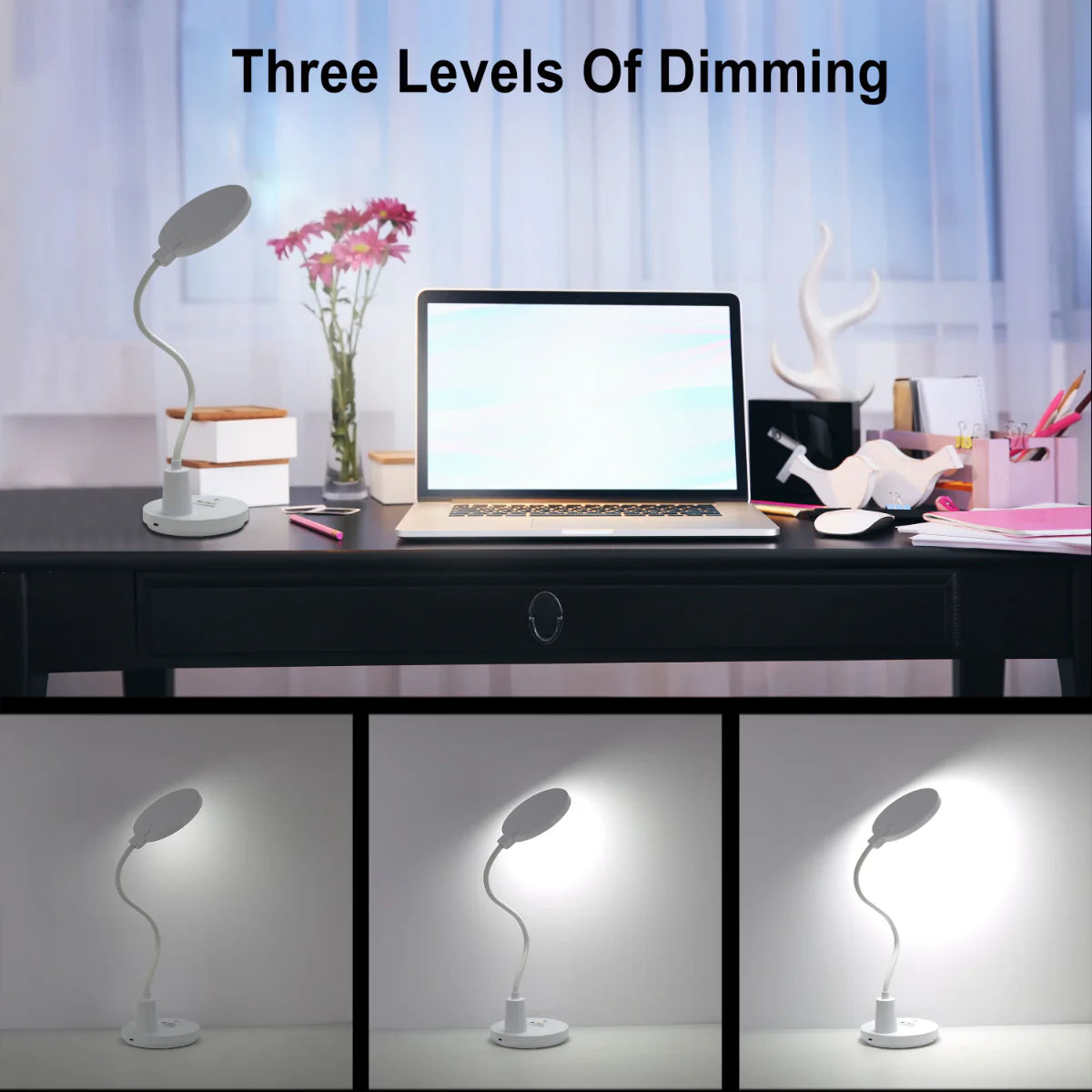 Sleek Rechargeable Gooseneck LED Desk Lamp 130-03759 in play