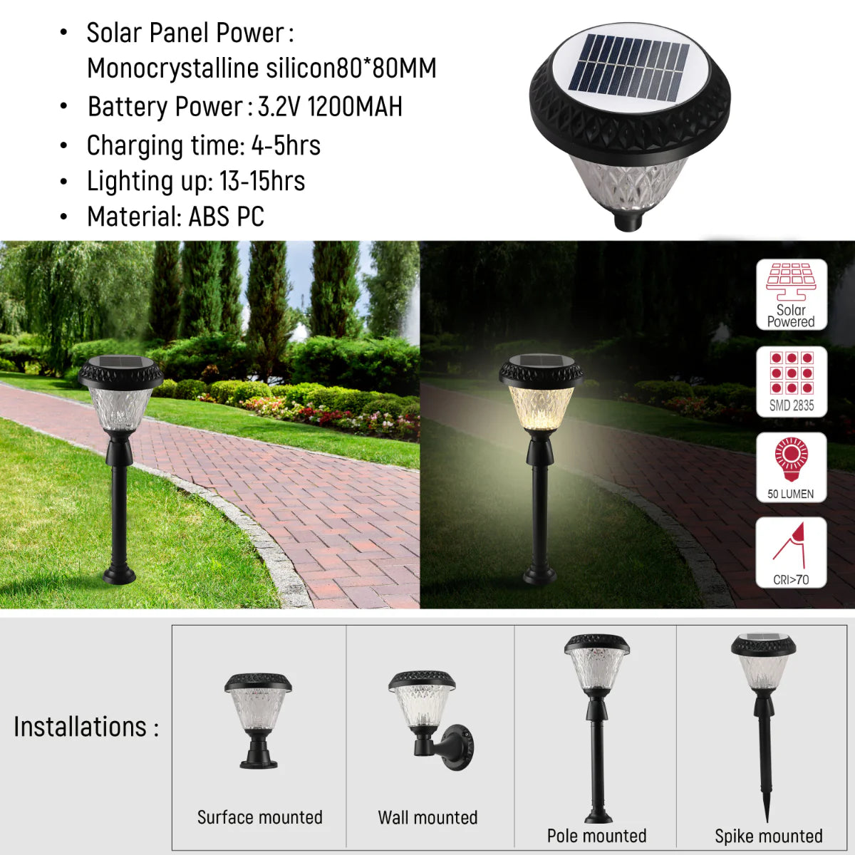 Close shots of Solar Wall Light, Pier Mount Light, Bollard Light 3 in 1 252-03305