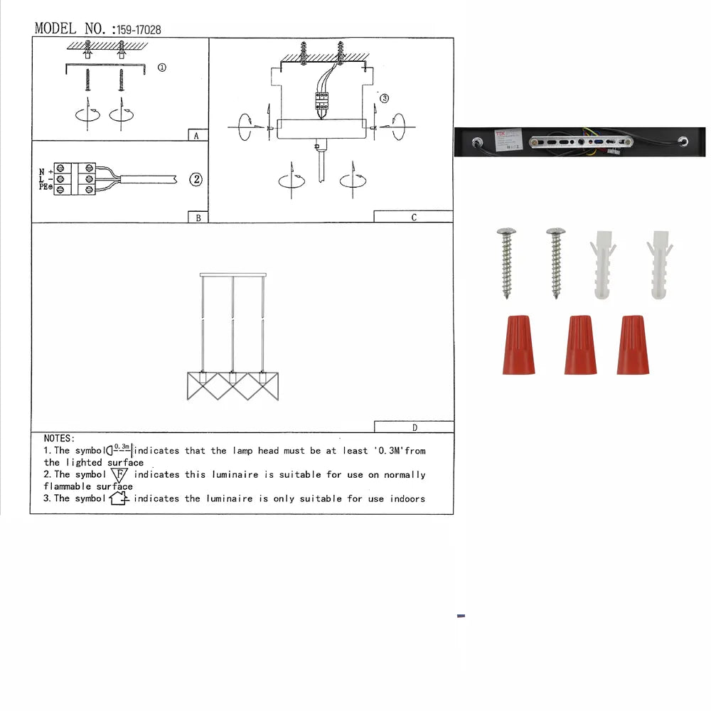 User manual for Star Cage Pendant Light with Rose Gold Accent and Black Metal Frame-159-17028