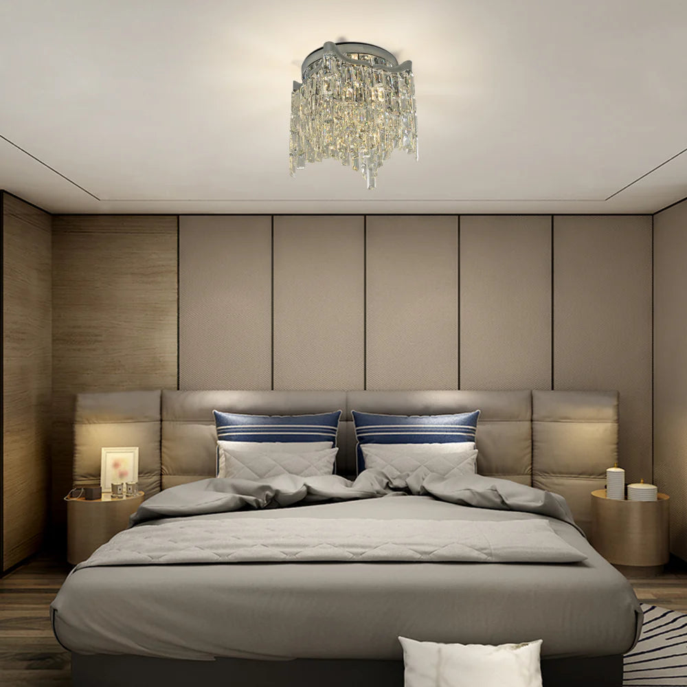 Interior application of Star Crystal Flush Chandelier Ceiling Light | TEKLED 159-18062