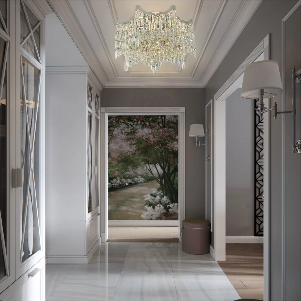 Interior application of Star Crystal Flush Chandelier Ceiling Light | TEKLED 159-18063