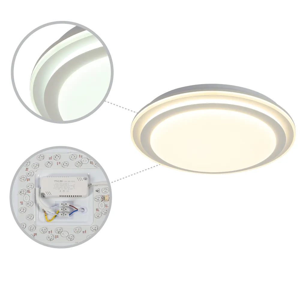 Details of the Step LED Flush Ceiling Light White D400 6000K/4000K/3000K 27Wx2(TEKLED)-165-16002