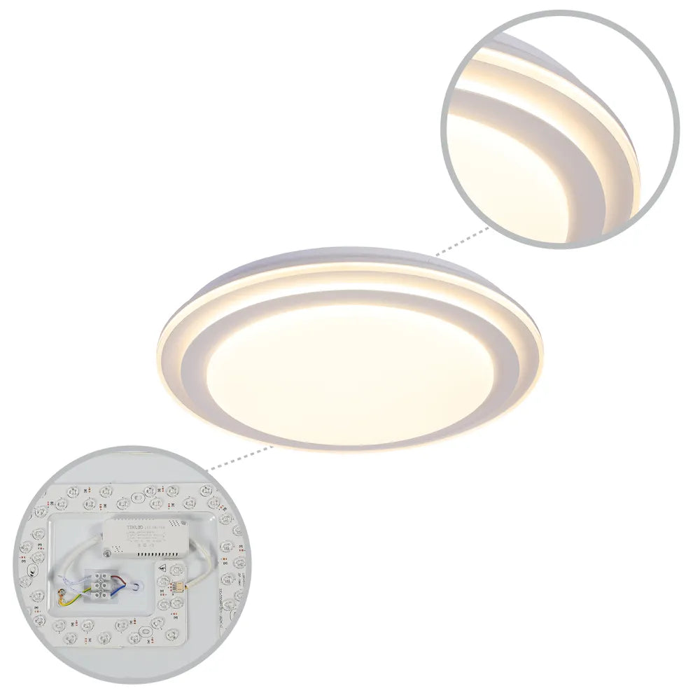 Details of the Step LED Flush Ceiling Light White D500  6000K/4000K/3000K 42Wx2(TEKLED)-165-16004