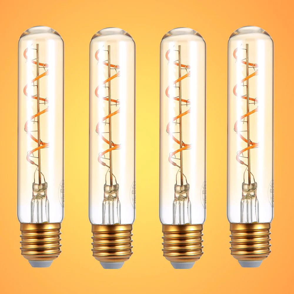 LED Filament T45 T30 Tubular Bulb E27 Edison Screw 4W Pack of 4 Warm White