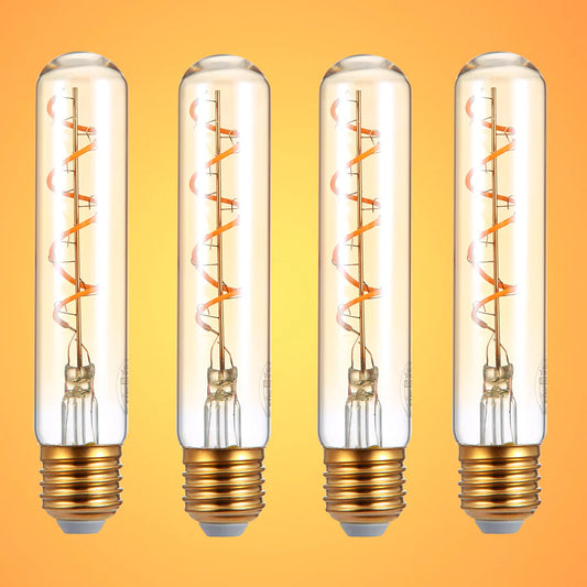 LED Filament T45 T30 Tubular Bulb E27 Edison Screw 4W Pack of 4 Warm White