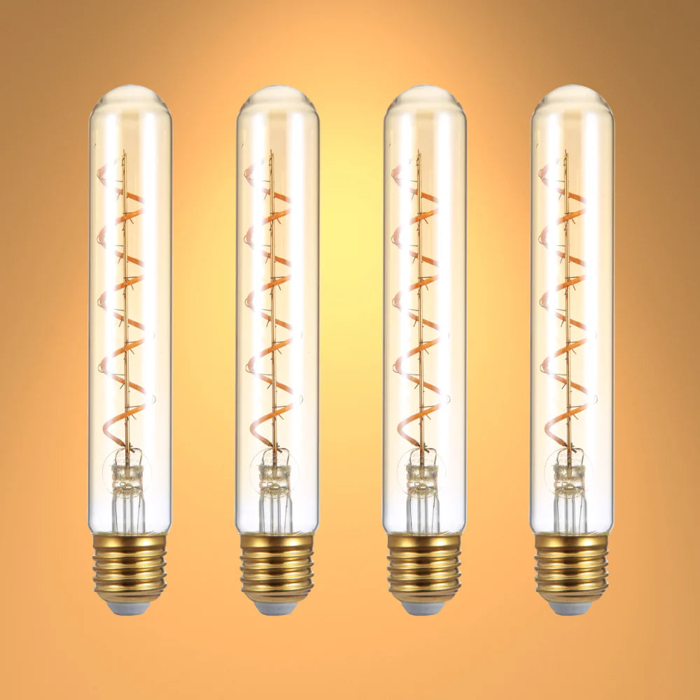 LED Filament T45 T30 Tubular Bulb E27 Edison Screw 4W Pack of 4 Warm White