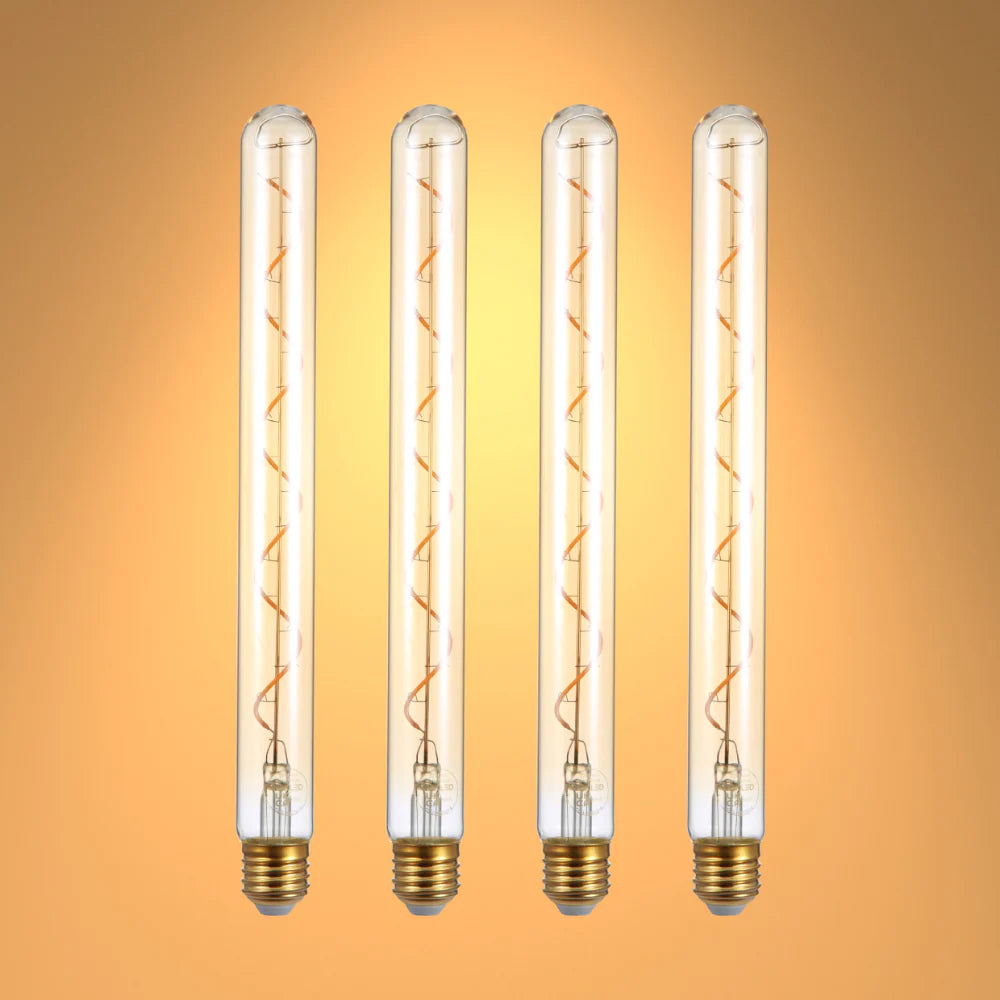 LED Filament T45 T30 Tubular Bulb E27 Edison Screw 4W Pack of 4 Warm White