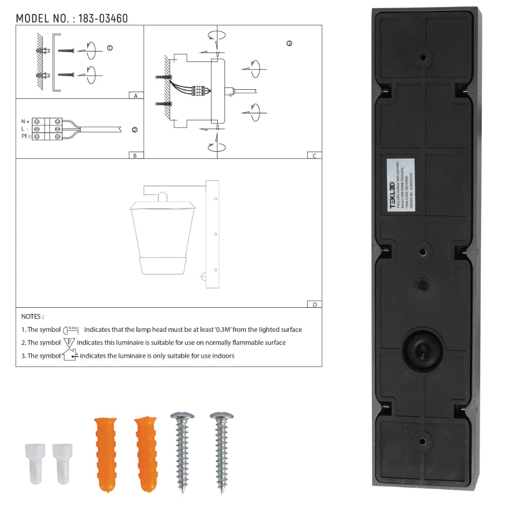 Tiany LED Outdoor Lantern Wall Light 13W 4000K