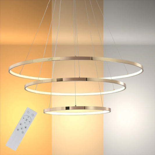 Tri-Ring Customizable LED Chandelier | Modern Elegance Ceiling Light | Versatile Design Options
