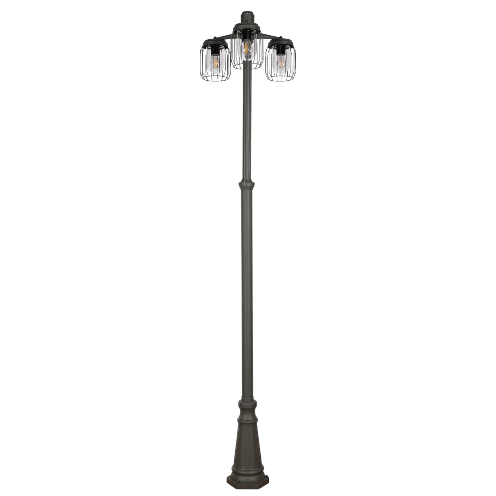 Tuela Outdoor Garden Pathway Lamp Post Top 3 Light Dark Grey