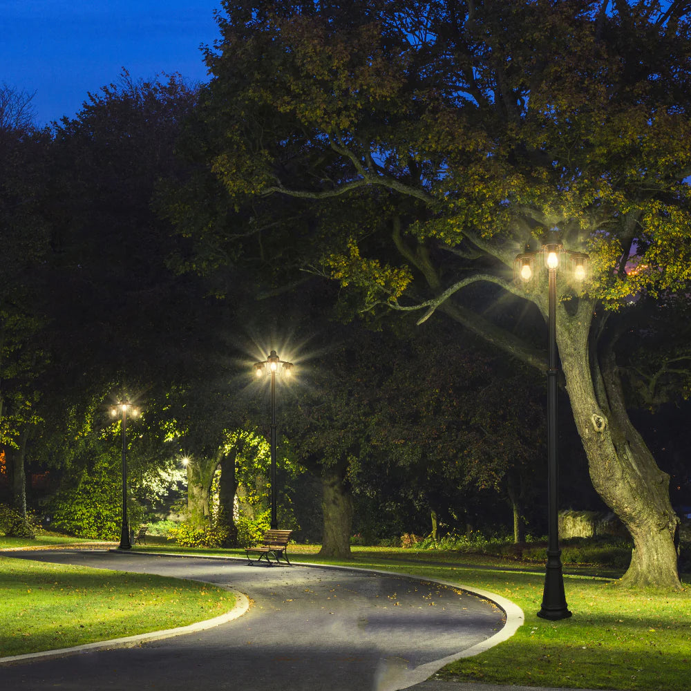 Tuela Outdoor Garden Pathway Lamp Post Top 3 Light Dark Grey