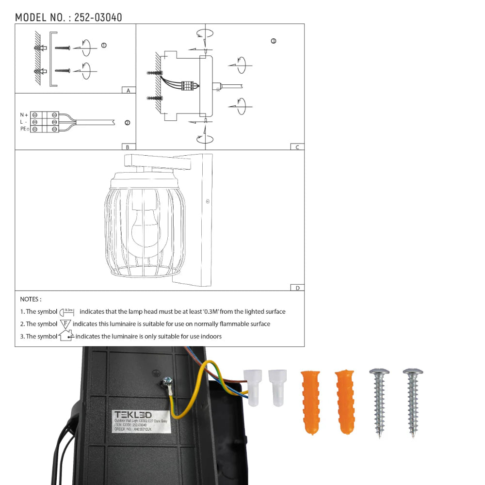 Tuela Outdoor Wall Light E27 Dark Grey