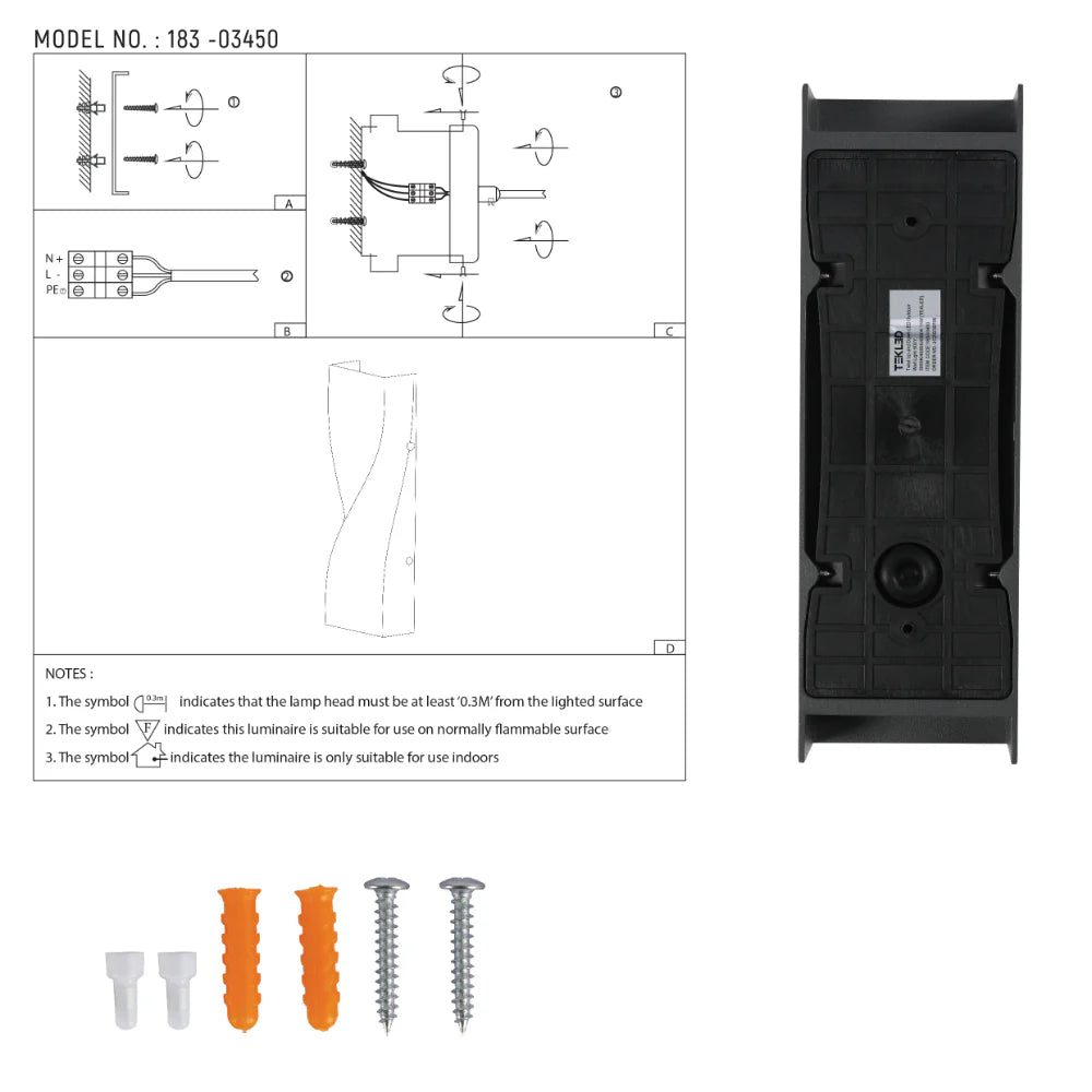 Twist Up and Down LED Outdoor Wall Light 3000K/4000K/6500K 11W