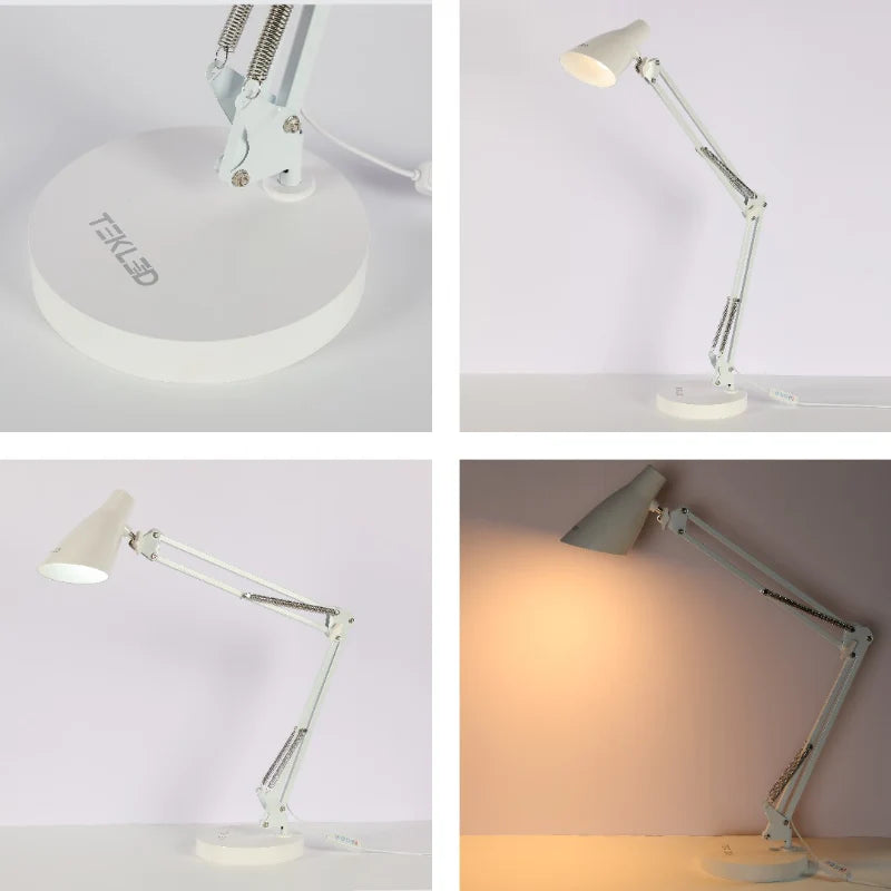 led swing arm desk lamp with base white