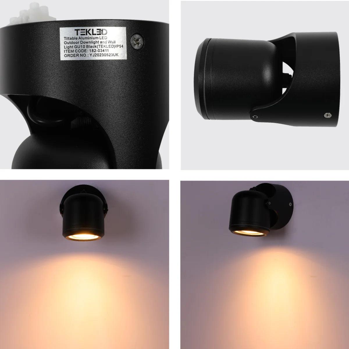 Close shots of Up Down Tiltable Outdoor Wall Light GU10 Black 182-03411