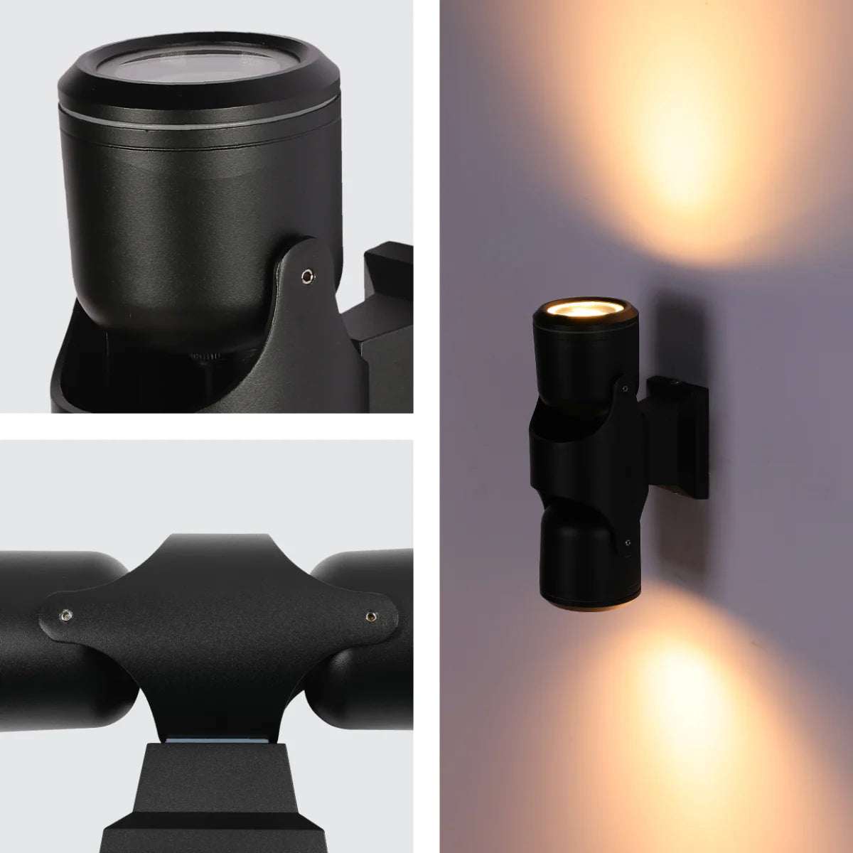 Close shots of Up Down Tiltable Outdoor Wall Light GU10 Black 182-03412