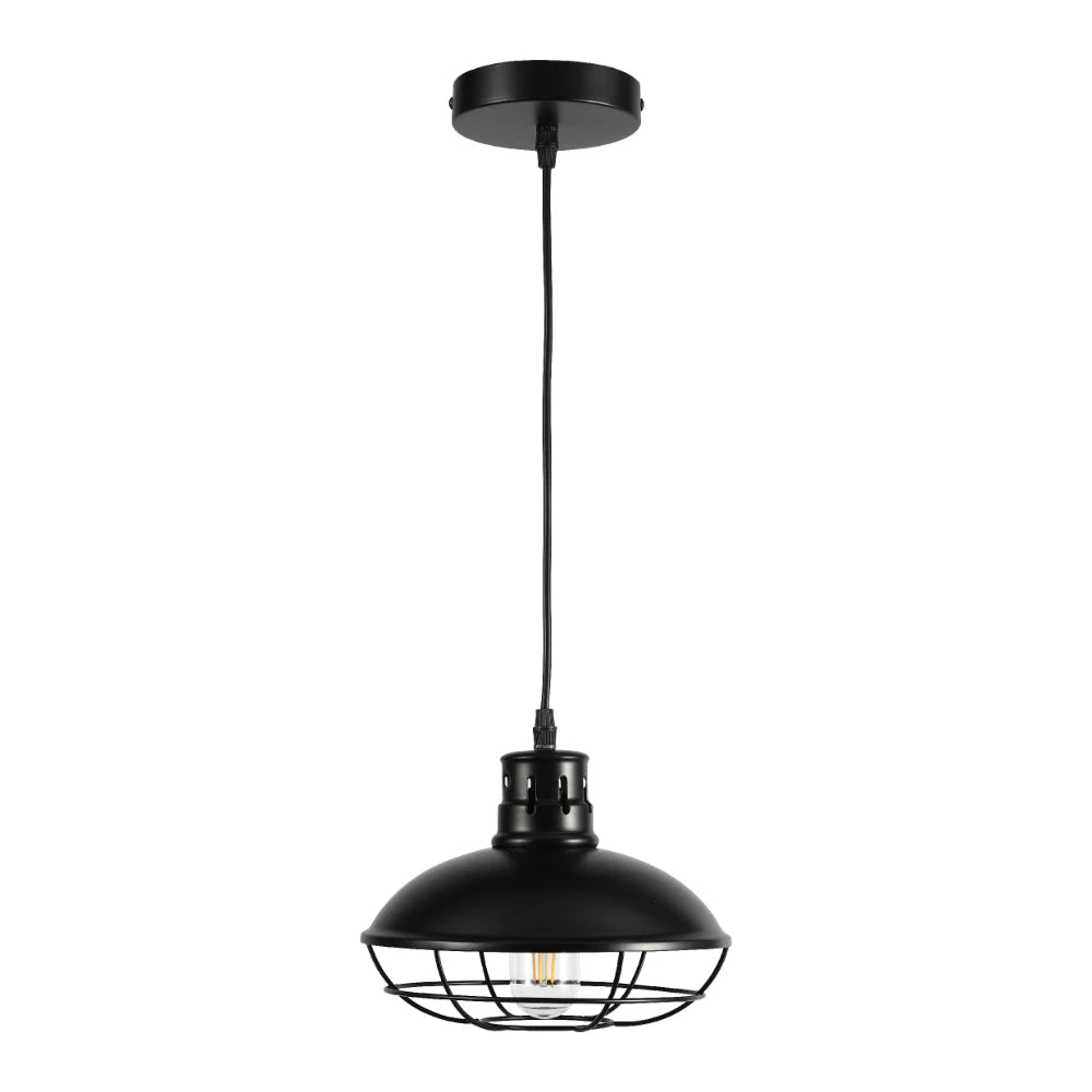 Urban Revive Caged Factory Ceiling Pendant Light Black