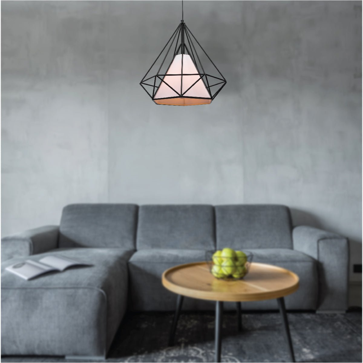 More interior usage of Black Wire Opal Shade Caged Funnel Pendant Ceiling Light with E27 | TEKLED 150-17746