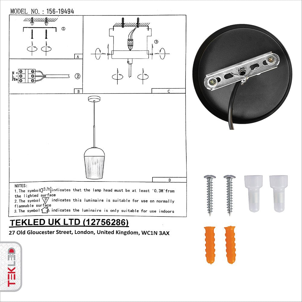 User manual and box content of amber glass schoolhouse pendant light with e27 fitting