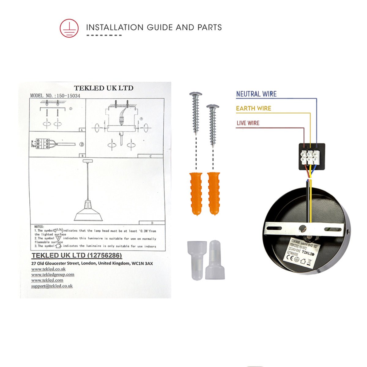 User manual for Black Metal Step Pendant Ceiling Light with E27 | TEKLED 150-15034