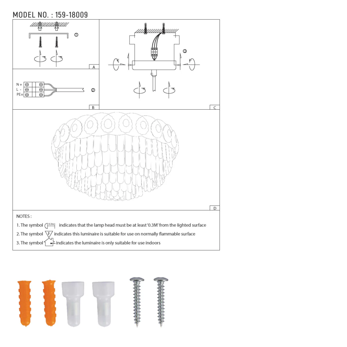 User manual for Luxury Clear Crystal Flush Modern Ceiling Chandelier Light Gold