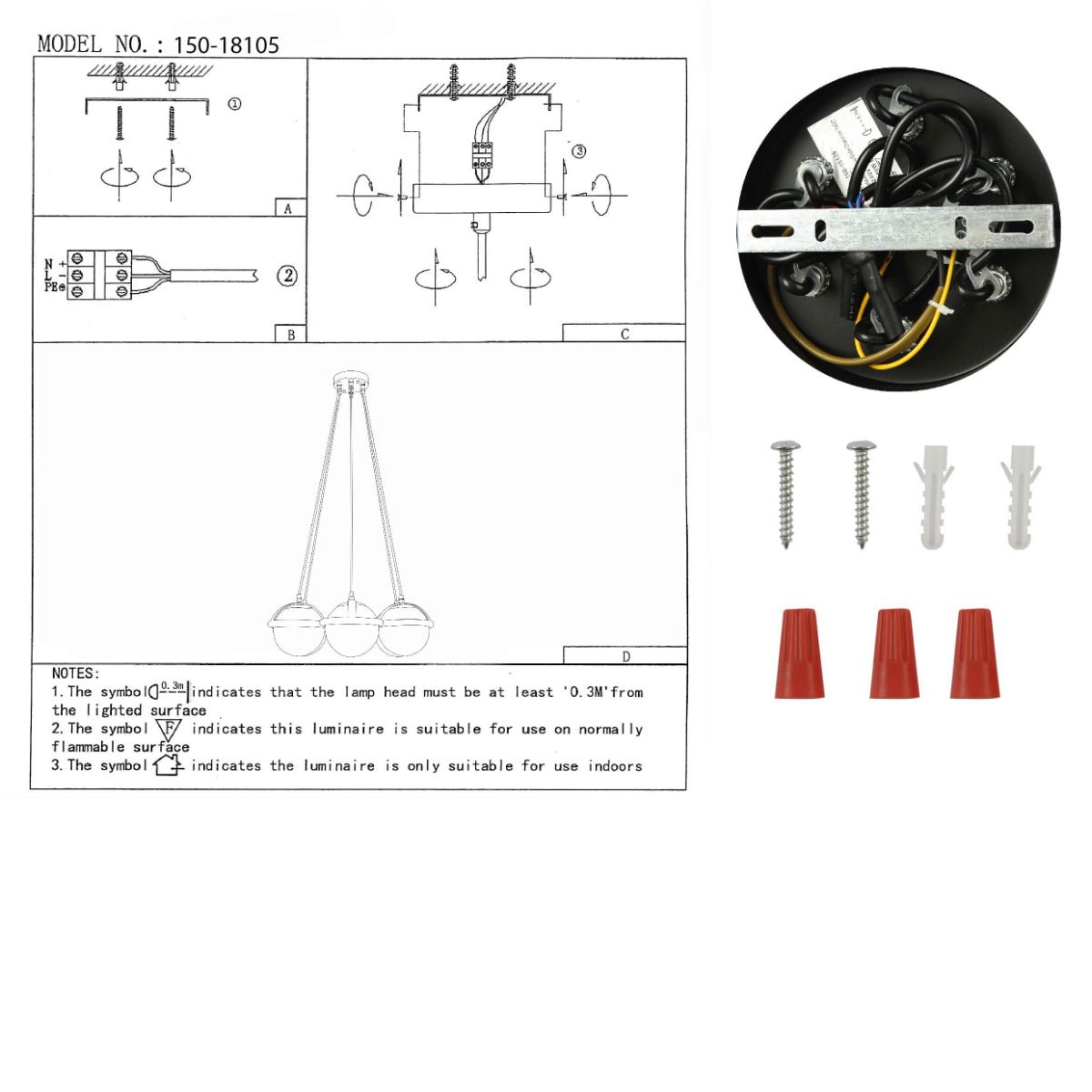 User manual for Amber Globe Glasses Daisy Modern Ceiling Light with 7xE27 Fittings | TEKLED 150-18105