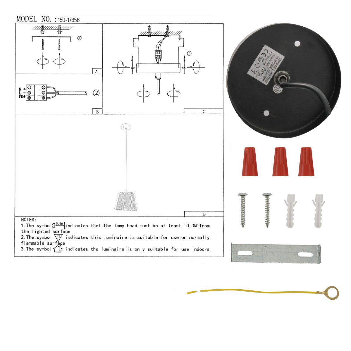 User manual for Black Metal Cuboid Caged Pendant Ceiling Light with E27 | TEKLED 150-17856