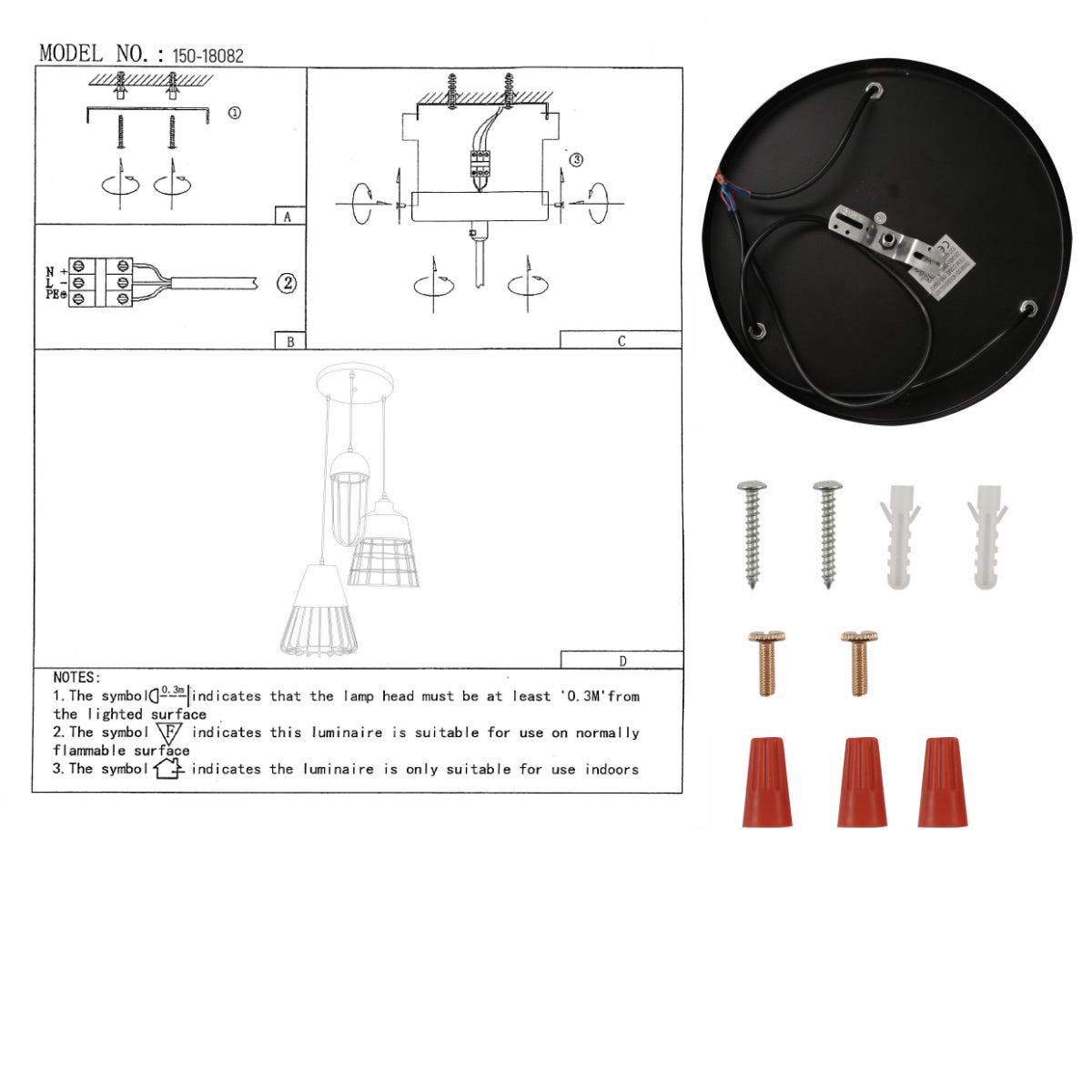 User manual for Black Top Rose Gold Metal Cage Mix Pendant Ceiling Light with 3xE27 | TEKLED 150-18082