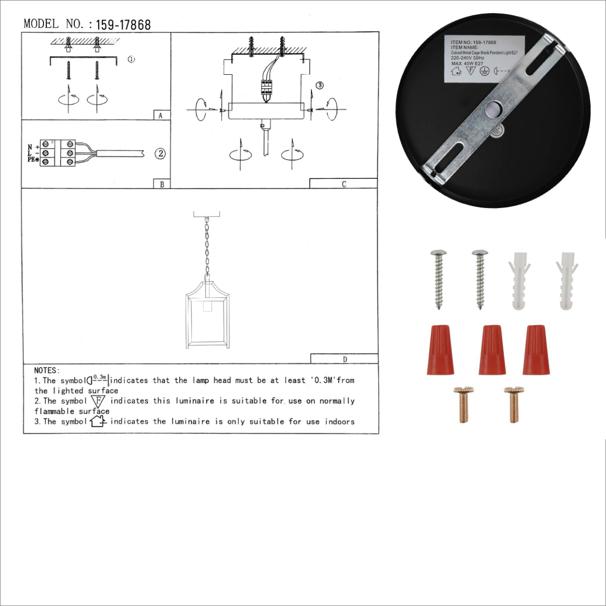 User manual for Cube Retro Traditional Lantern Pendant Ceiling Light with E27 | TEKLED 159-17868