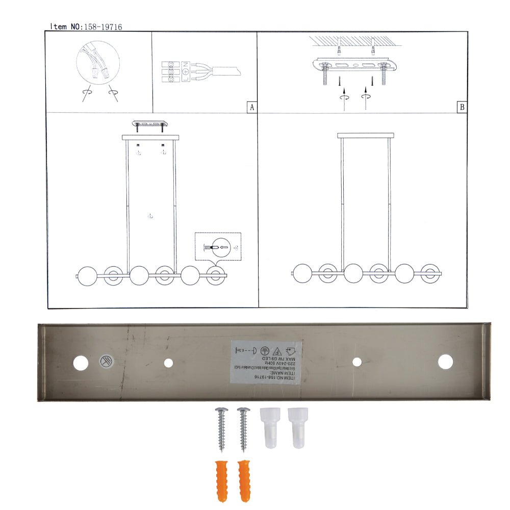 User manual for Gold Metal Body Opal Glass Globes Kitchen Island Chandelier Ceiling Light with 6xG9 Fittings | TEKLED 158-19716