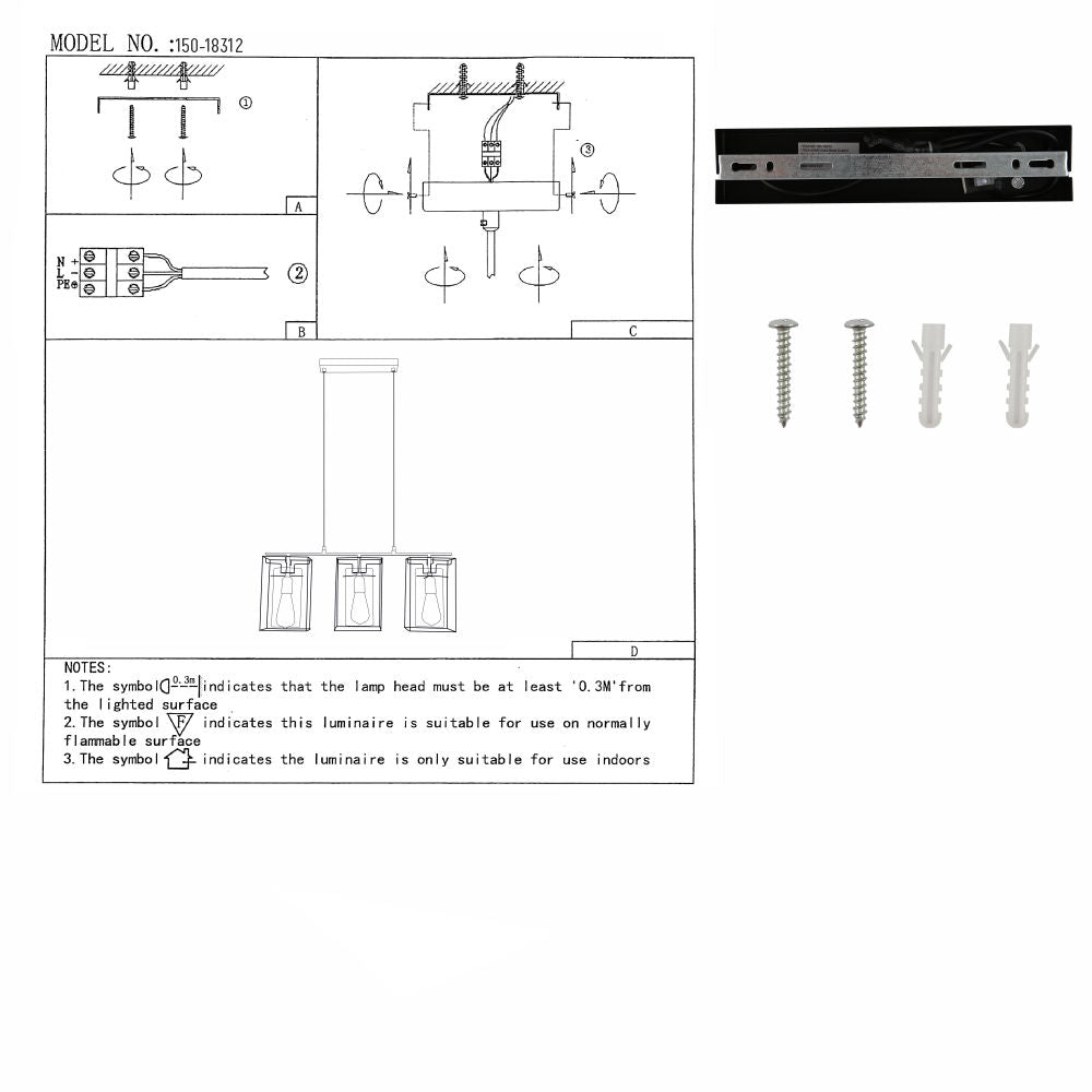 User manual for Gold Metal Cage Amber Cylinder Glass Kitchen Island Chandelier Ceiling Light with E27 Fitting | TEKLED 150-18312