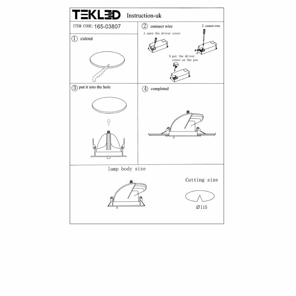 User manual for LED Accent Performance Swivel and Scoop Downlight 10W 20W 30W Warm White Cool White Cool Daylight CRI90 White | TEKLED 165-03807