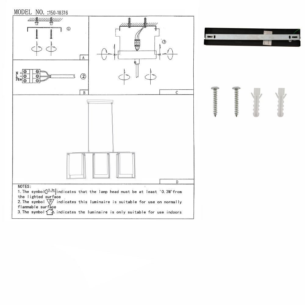 User manual for Matte Gold Metal Shade Black Cage Kitchen Island Chandelier Ceiling Light with 3xE27 Fittings | TEKLED 150-18316