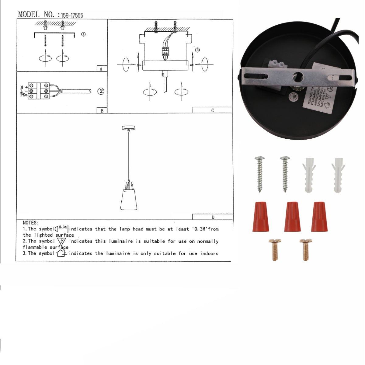 User manual for Off White Frustum Fabric Shade Pendant Ceiling Light with E14 Fitting | TEKLED 159-17555