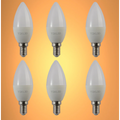 Vela LED Candle Bulb C37 Dimmable E14 Small Edison Screw 5W Pack of 6
