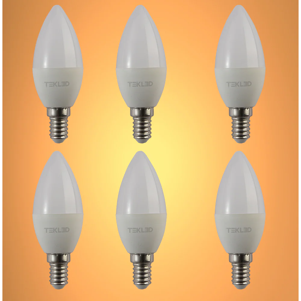 Vela LED Candle Bulb C37 Dimmable E14 Small Edison Screw 5W Pack of 6