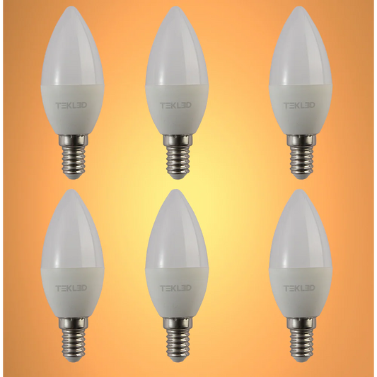 Vela LED Candle Bulb C37 Dimmable E14 Small Edison Screw 5W Pack of 6