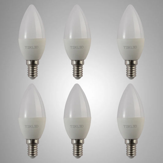 Vela LED Candle Bulb C37 Dimmable E14 Small Edison Screw 5W Pack of 6