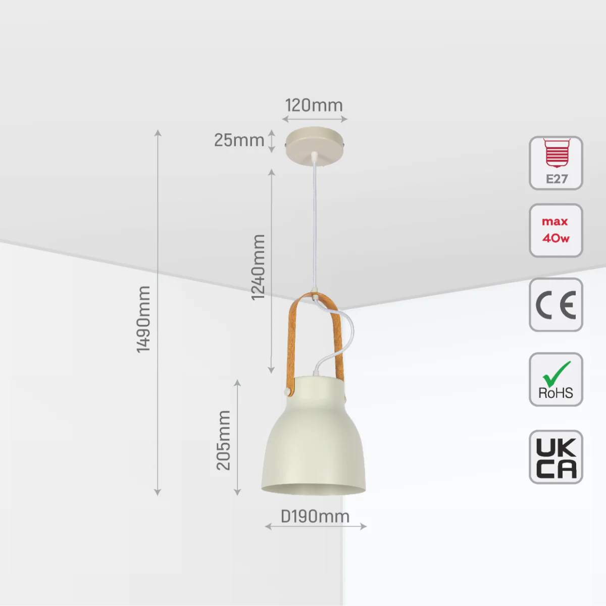 Size and certifications of Versatile Narvik Nordic Cone Pendant Light 150-18410