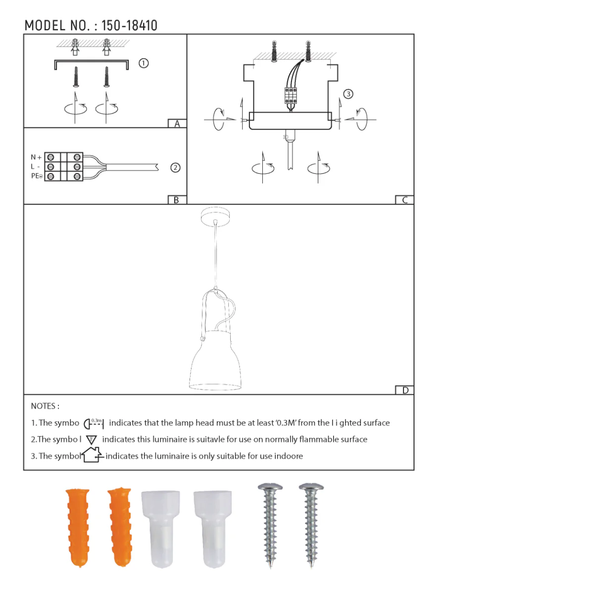 Technical specs of Versatile Narvik Nordic Cone Pendant Light 150-18410