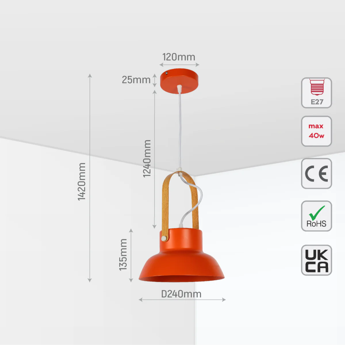 Size and certifications of Versatile Narvik Nordic Cone Pendant Light 150-18422