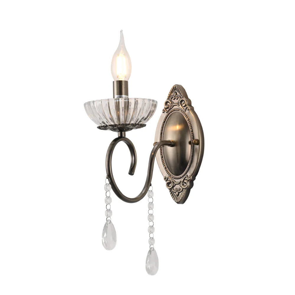 Vintage Metal & Glass Candle Wall Light