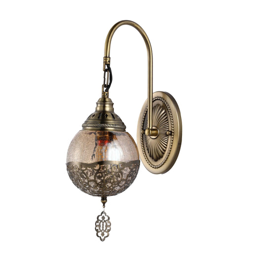 Antique Glass Wall Light with Decorative Metal