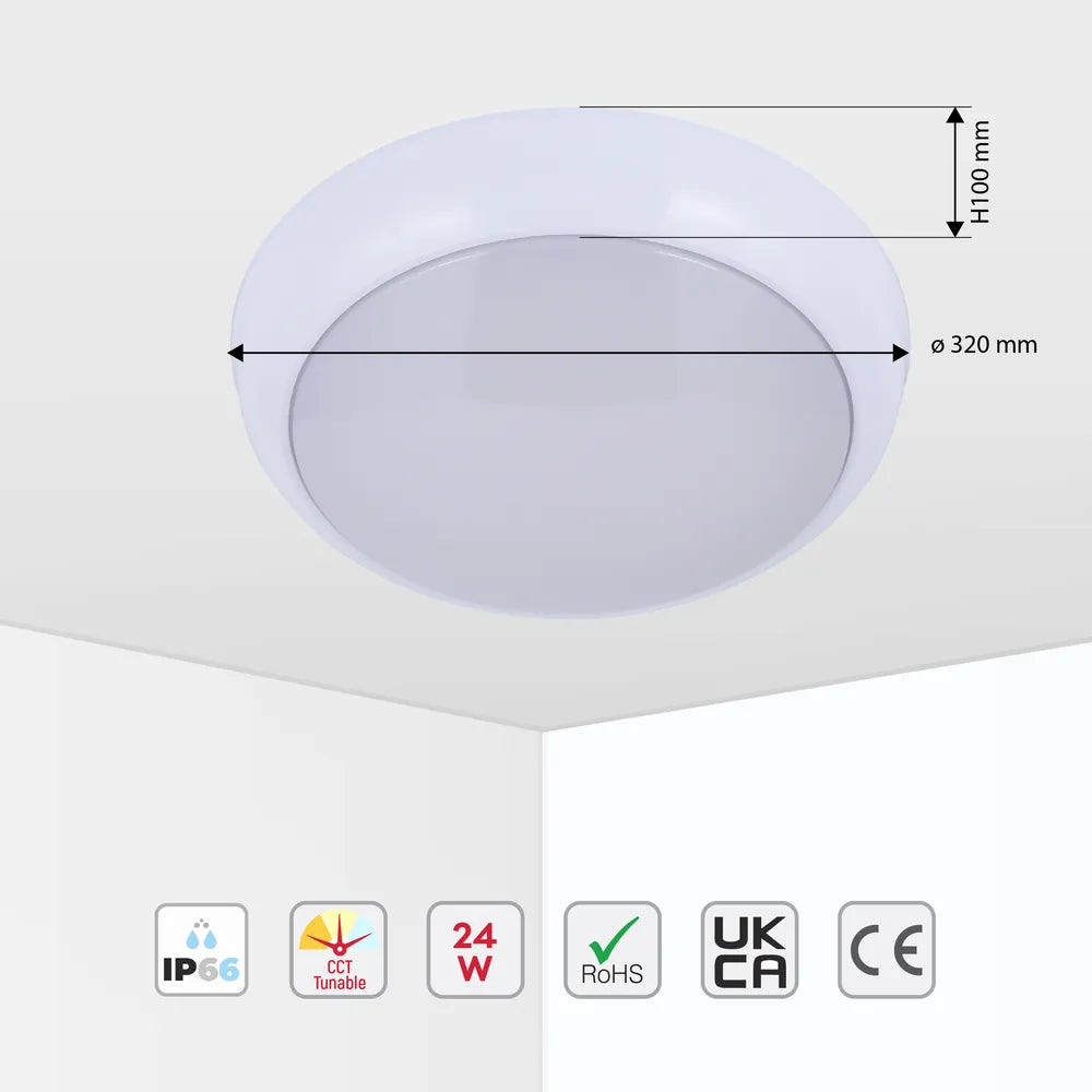 Size and technical specs of the White LED Ceiling Light 24W 3CCT BH00001 100-277V (TEKLED)-118-03600